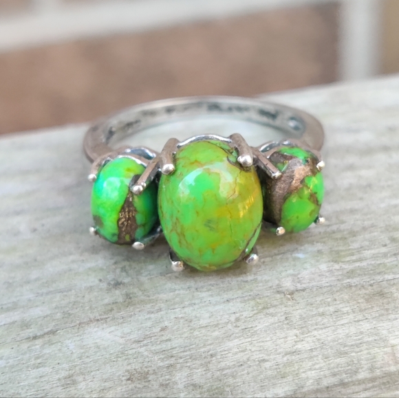 Sterling Silver Green Turquoise By Chuck Clemency Of QVC - Picture 7 of 7